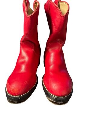 Womens Red Western Cowboy Boots Clogging Tap Dance Pull On Size 7.5D